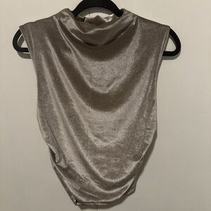 Elegant Suede Cowl Neck Sleeveless Top - Size Small